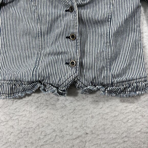 Disney D-Signed Girls Large Blue & White Striped Button Front Denim Jacket - Picture 4 of 12
